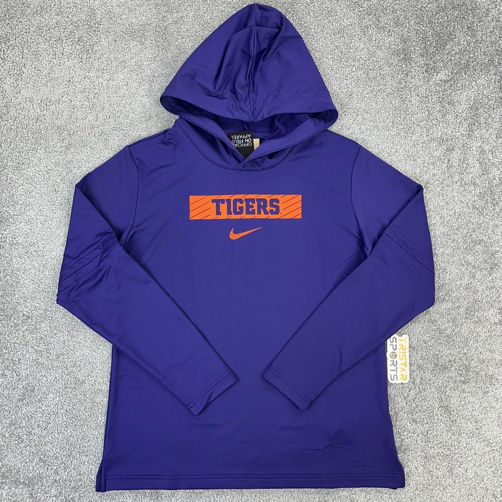 Clemson Tigers Shirt Womens Medium Purple Nike Dri-FIT Hooded Team Issue PE